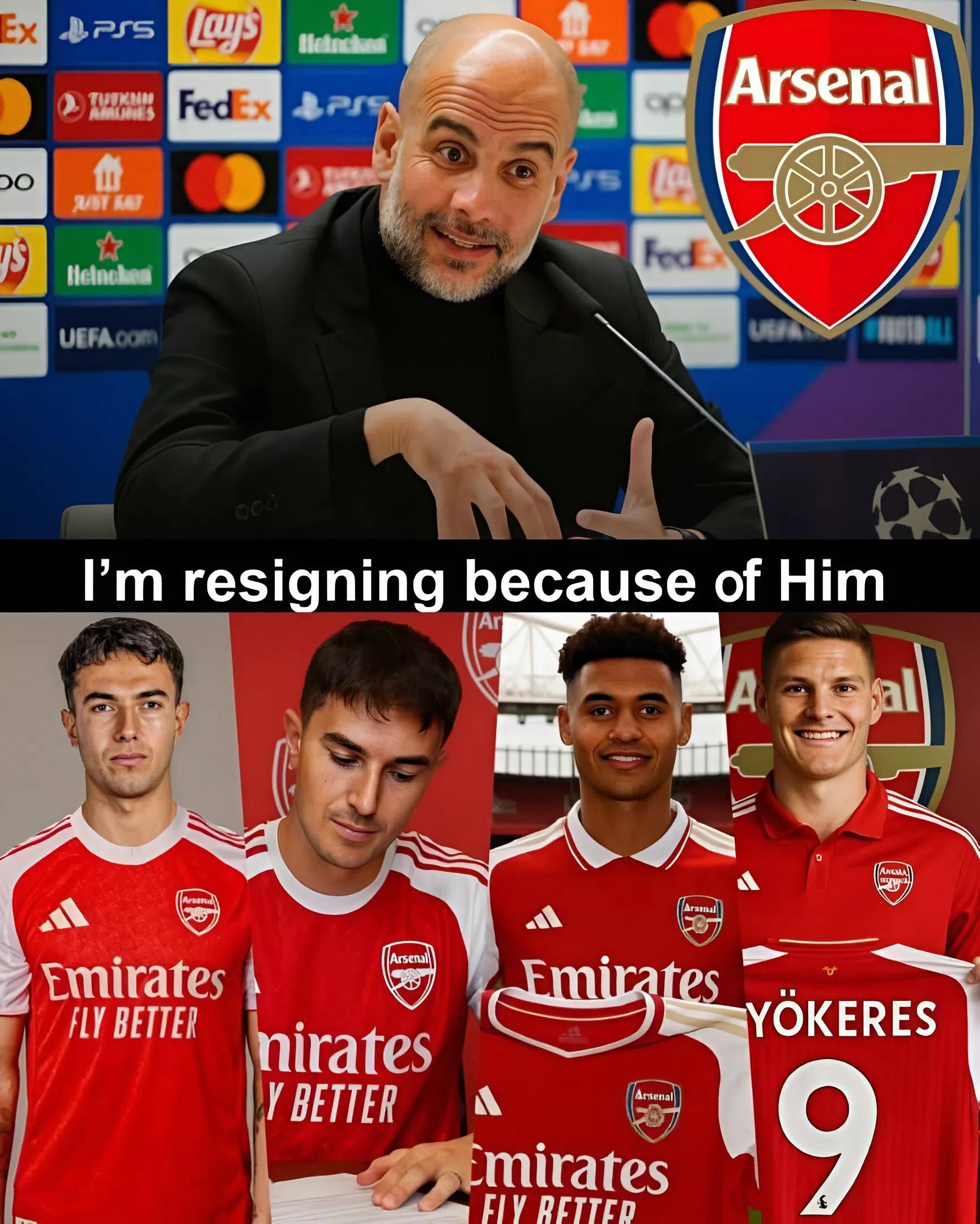 BREAKING:‼️ It’s better for me to resign than seeing such a dangerously aggressive player join Arsenal,they may become dangerous with Him again”, Pep Guardiola threatening to stop key player transfer by all means