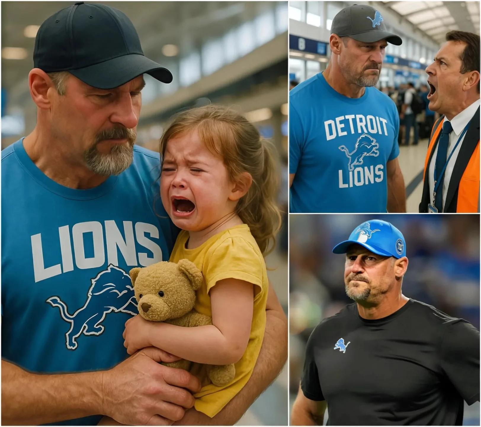 SHOCKING AT THE AIRPORT: Detroit Lions coach Dan Campbell became a 'real-life hero' when he saved a little girl lost in the chaos of the crowd - The act of humanity moved the entire airport and social networks. In the midst of the chaos at the airport, when everyone was rushing to move, he suddenly stopped to help a little girl who was lost and was frantically looking for her parents. Witnesses said Campbell gently calmed the girl down, took her to a safe area and stayed until the family was reunited. The image of the tall coach kneeling next to the little child quickly spread on social networks, touching millions of people...