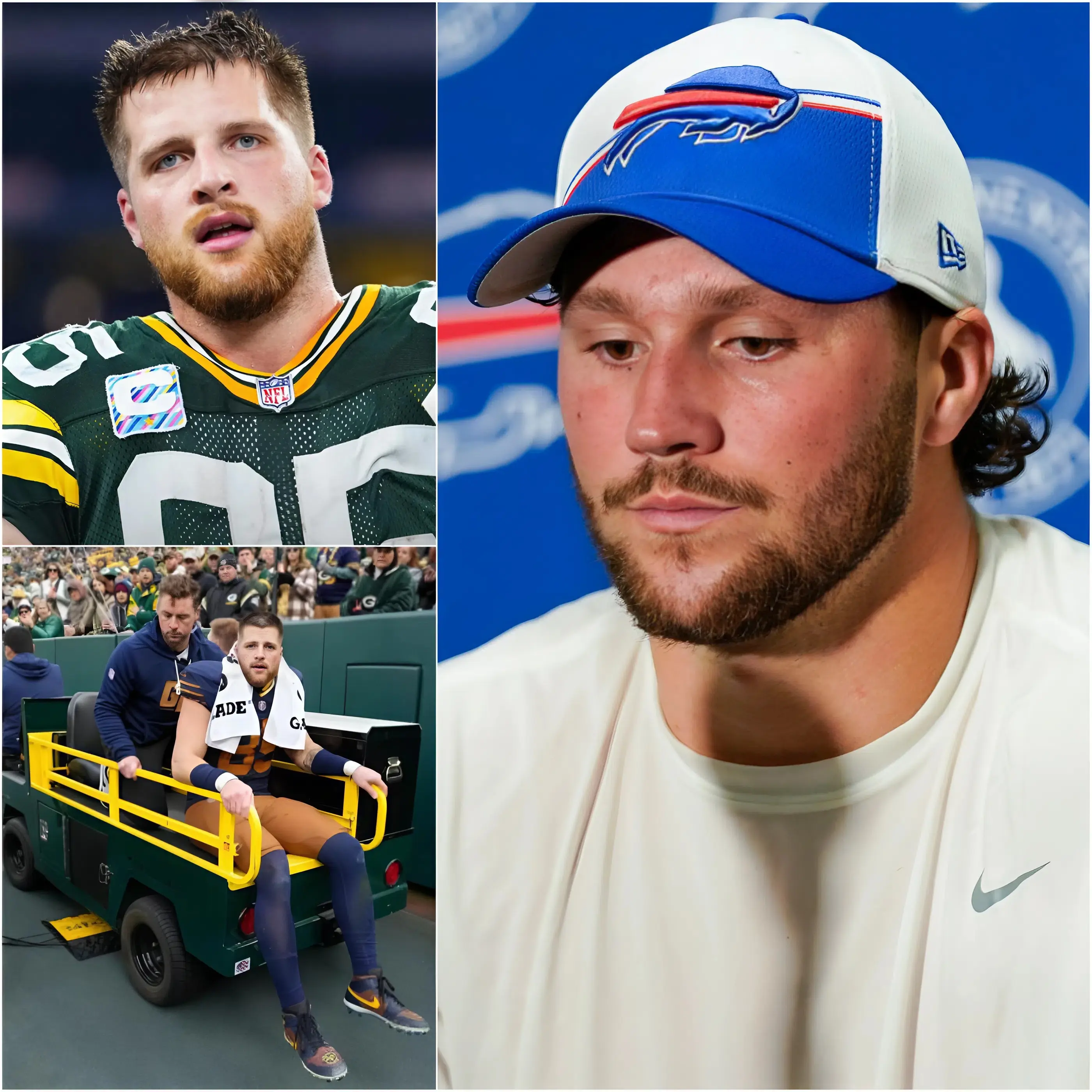 Josh Allen shares his condolences on the news that Packers TE Tucker Kraft tore his ACL in a recent game against the Panthers. Packers fans are heartbroken but not yet thankful for the Buffalo Bills star.