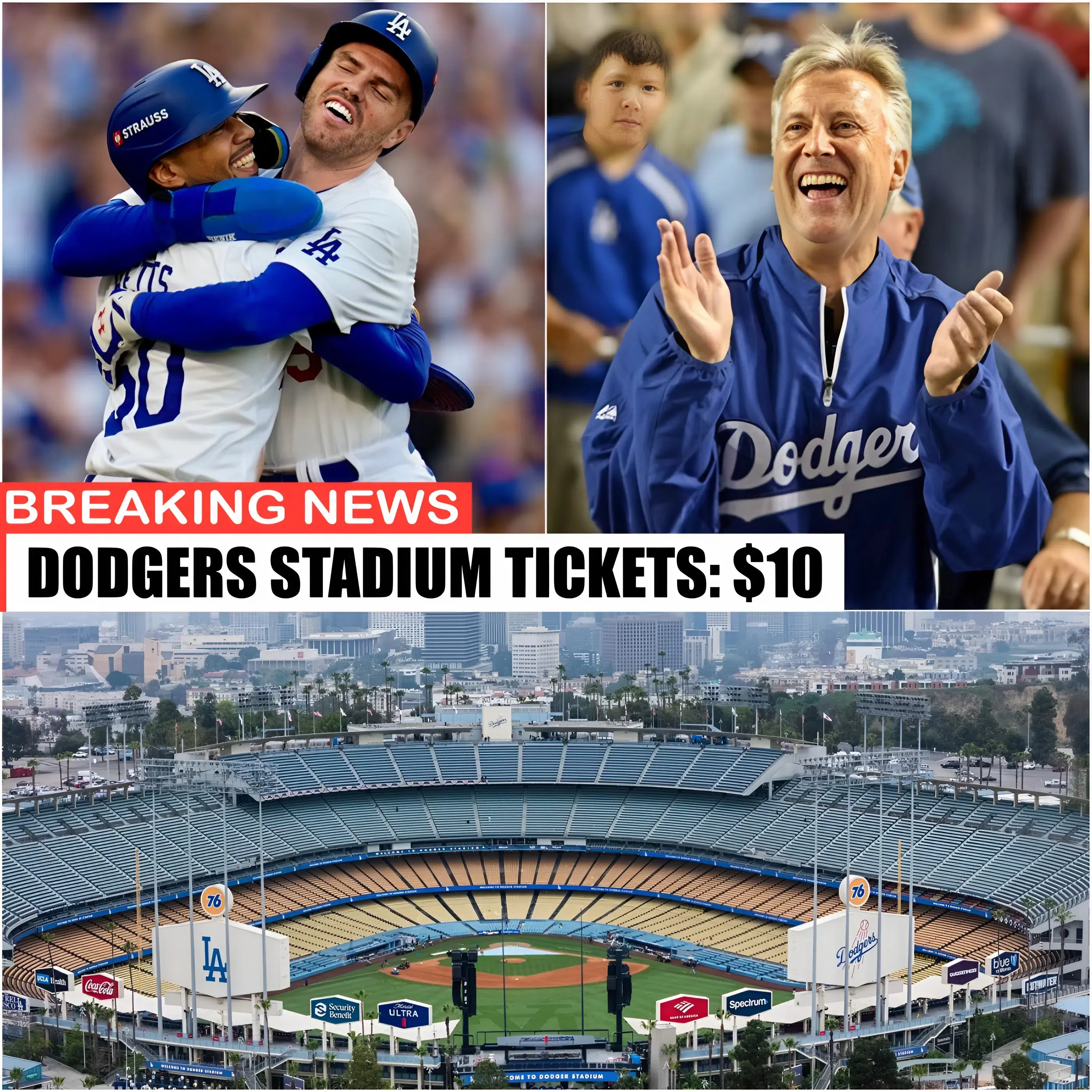 Dodger Stadium is about to witness a moment that could go down in history – Dodgers tickets are now just $10. Owner Mark Walter’s bold decision has not only sent shockwaves through the MLB world, but has also given unprecedented hope to thousands of working families who could only dream of entering the “Blue Heaven on Earth.” But what may surprise everyone the most is the real reason behind this shocking decision…